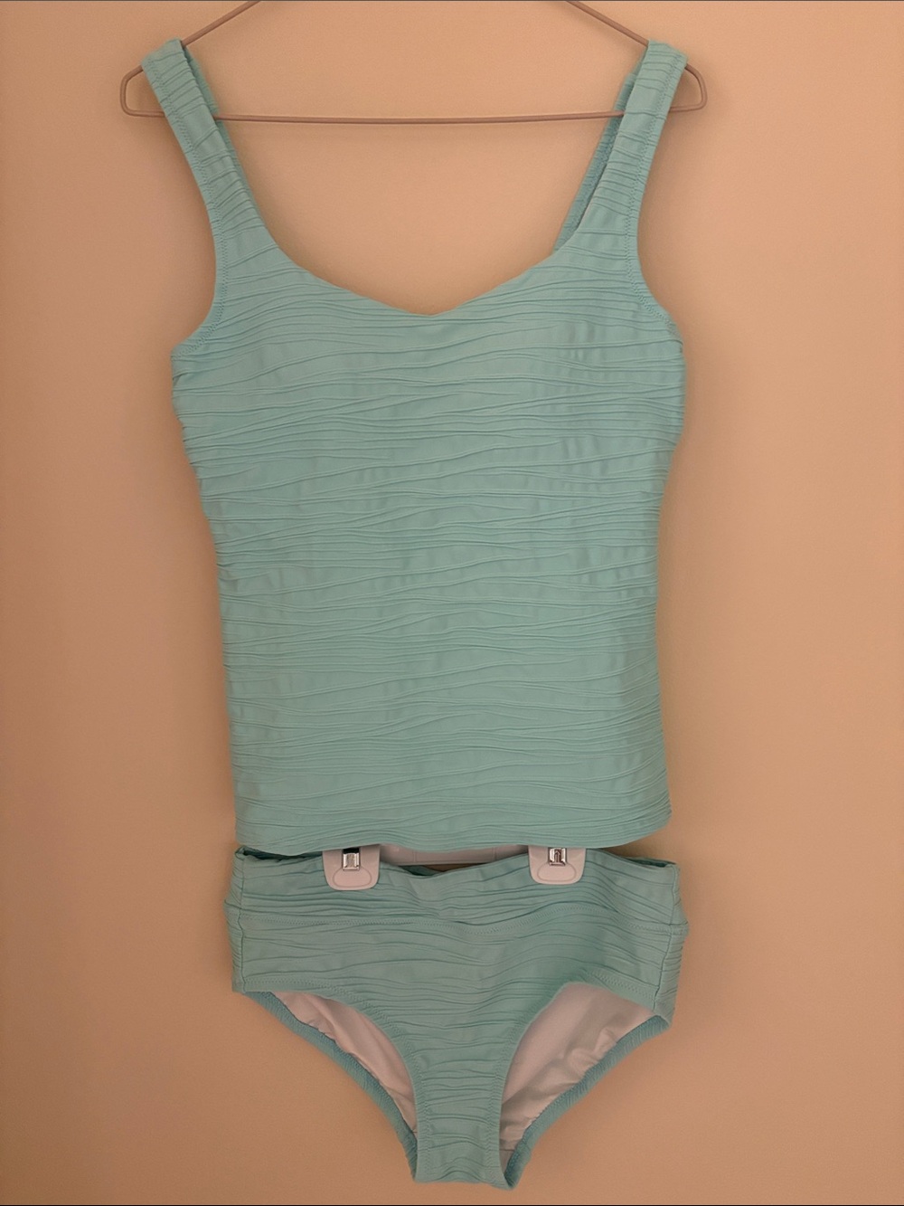 Lands' End 2-Piece Textured Aqua Tankini Swim Suit Set - Size 6